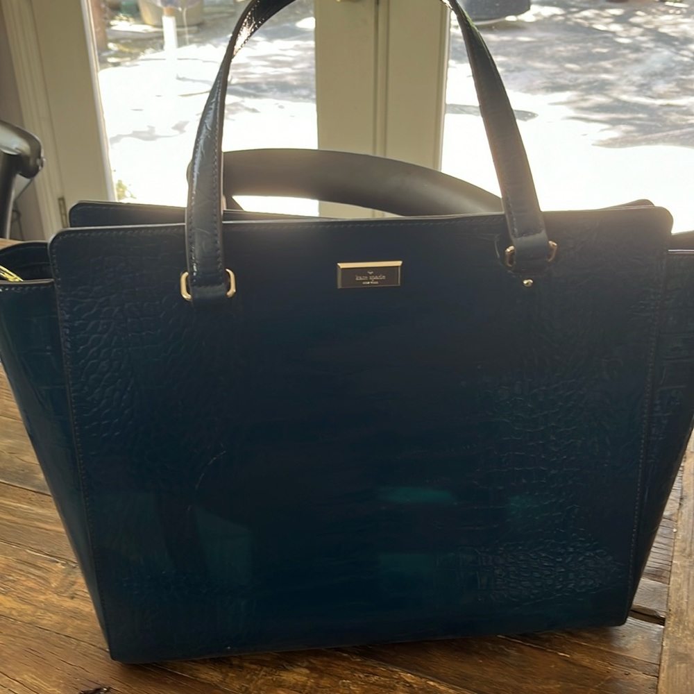 kate spade mic croc tote in blue